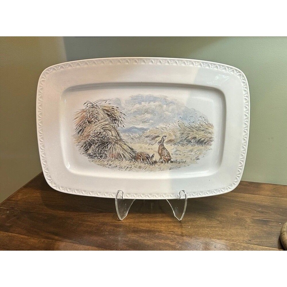 Villeroy & Boch Fontainebleau Serving Platter Rectangle Wild Hare Rabbit Retired
